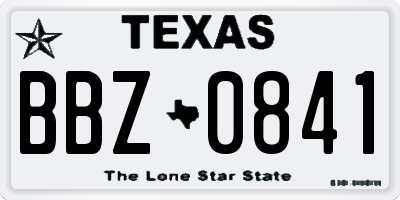 TX license plate BBZ0841