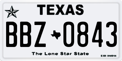 TX license plate BBZ0843