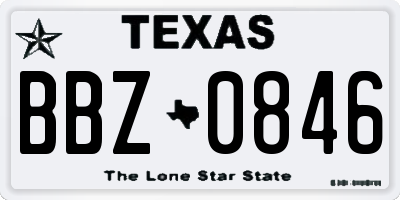 TX license plate BBZ0846