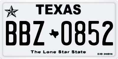 TX license plate BBZ0852