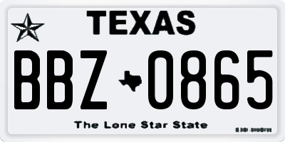 TX license plate BBZ0865