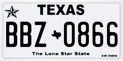 TX license plate BBZ0866