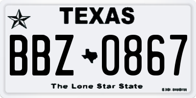TX license plate BBZ0867