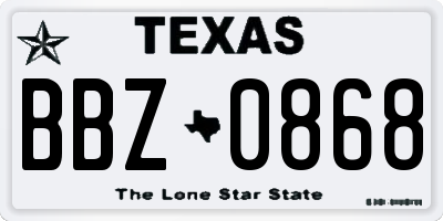 TX license plate BBZ0868