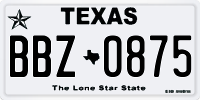 TX license plate BBZ0875