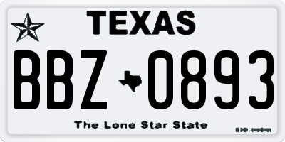 TX license plate BBZ0893