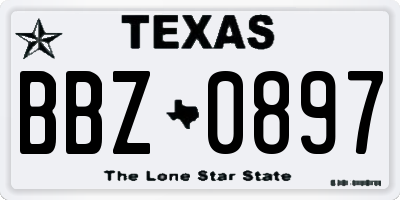 TX license plate BBZ0897