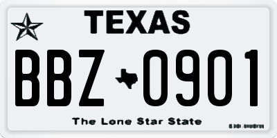 TX license plate BBZ0901