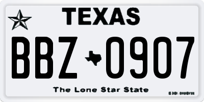 TX license plate BBZ0907