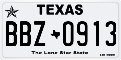 TX license plate BBZ0913