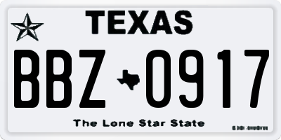TX license plate BBZ0917