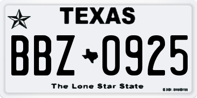 TX license plate BBZ0925