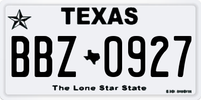 TX license plate BBZ0927