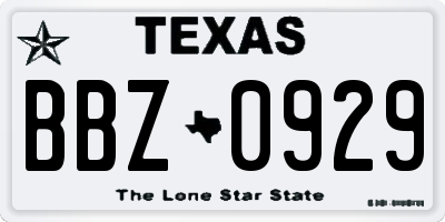 TX license plate BBZ0929