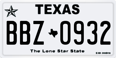 TX license plate BBZ0932