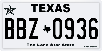TX license plate BBZ0936