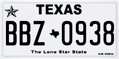 TX license plate BBZ0938