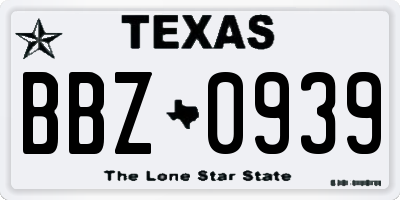 TX license plate BBZ0939