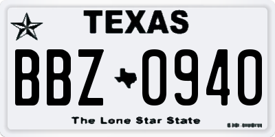 TX license plate BBZ0940