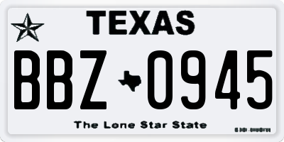 TX license plate BBZ0945
