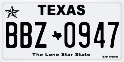 TX license plate BBZ0947