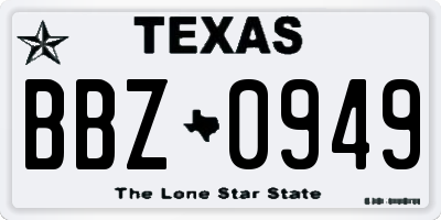 TX license plate BBZ0949