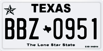 TX license plate BBZ0951