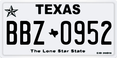 TX license plate BBZ0952