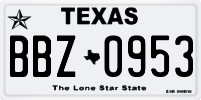 TX license plate BBZ0953