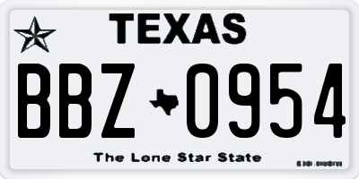 TX license plate BBZ0954