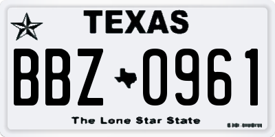 TX license plate BBZ0961