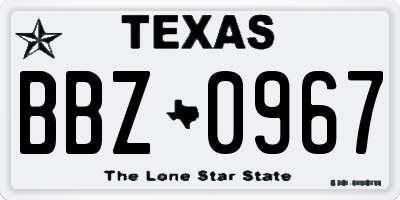 TX license plate BBZ0967