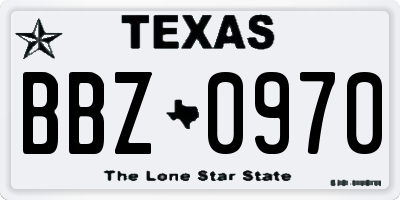 TX license plate BBZ0970