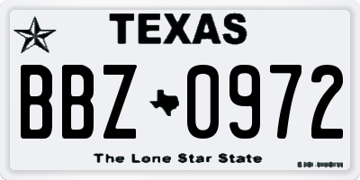TX license plate BBZ0972
