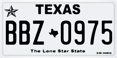 TX license plate BBZ0975