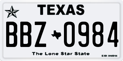 TX license plate BBZ0984