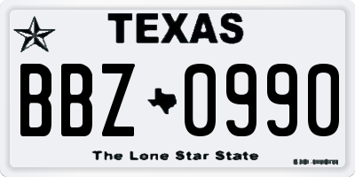 TX license plate BBZ0990