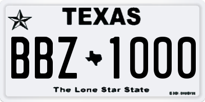 TX license plate BBZ1000