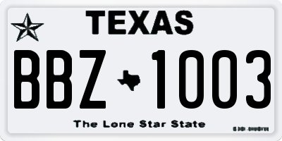 TX license plate BBZ1003