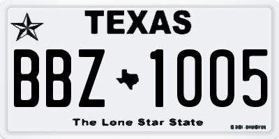 TX license plate BBZ1005