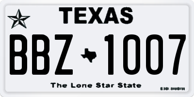 TX license plate BBZ1007