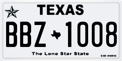 TX license plate BBZ1008