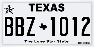 TX license plate BBZ1012