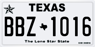 TX license plate BBZ1016
