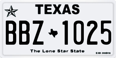 TX license plate BBZ1025