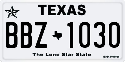 TX license plate BBZ1030