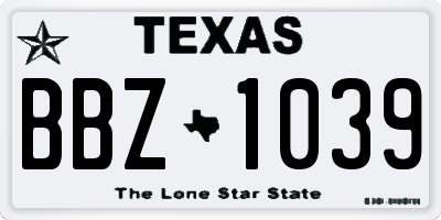 TX license plate BBZ1039
