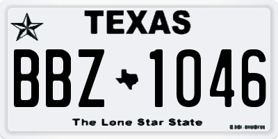 TX license plate BBZ1046
