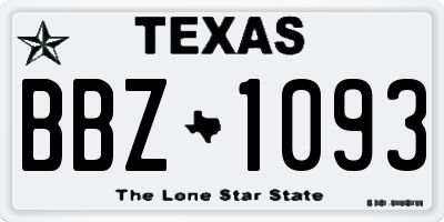 TX license plate BBZ1093