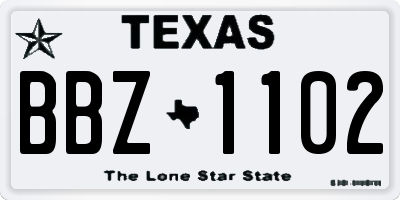 TX license plate BBZ1102